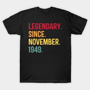 70th Birthday Gift Vintage 1949 November Classic Mens Womens T-Shirt T-Shirt